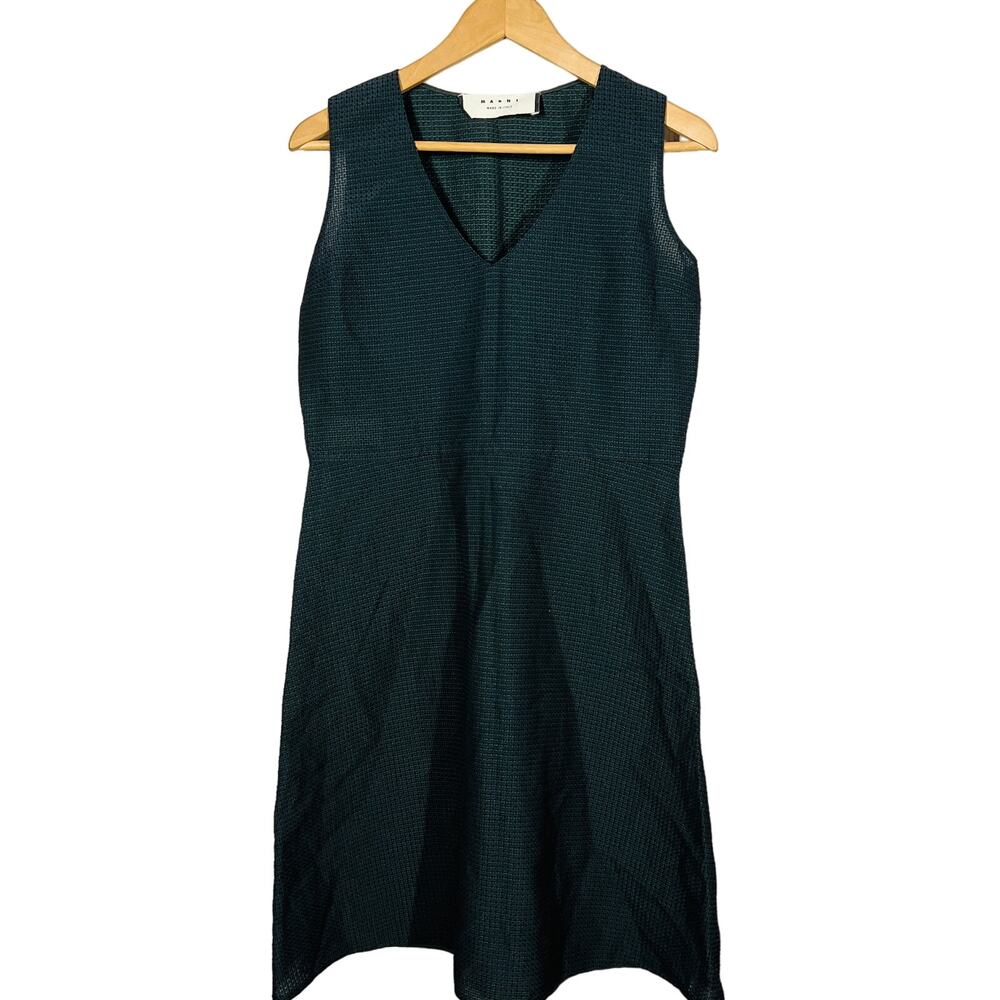 MARNI Mesh Dress Sleeveless V Neck Open Knit Designer Italy - 42